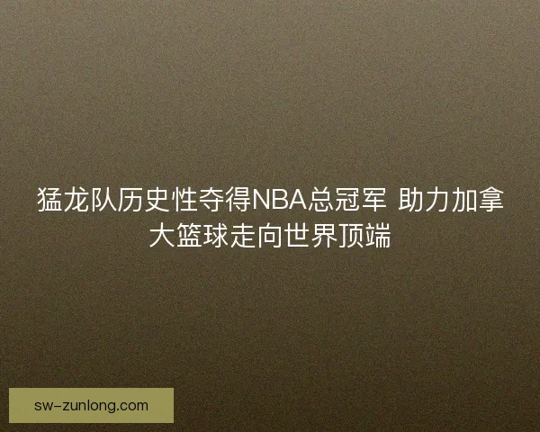 猛龙队历史性夺得NBA总冠军 助力加拿大篮球走向世界顶端