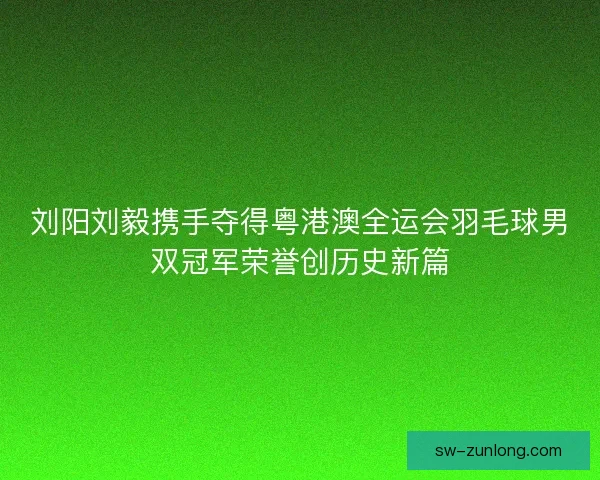 刘阳刘毅携手夺得粤港澳全运会羽毛球男双冠军荣誉创历史新篇